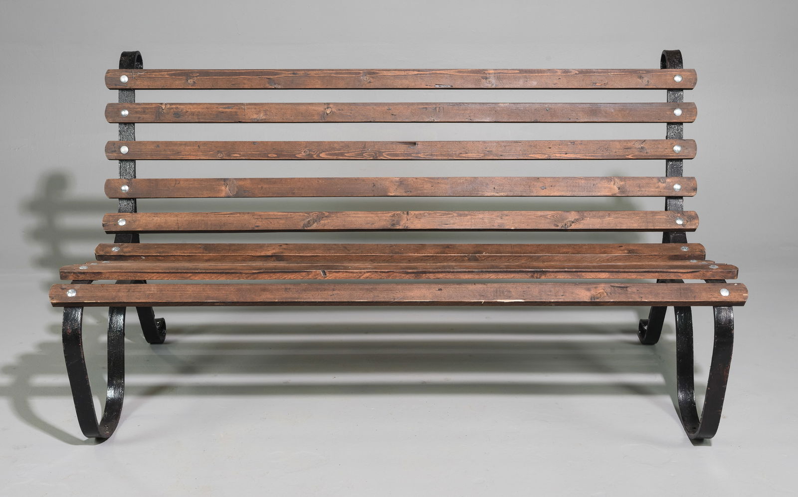 Wood Slat & Iron Park / Garden Bench (1 of 5)