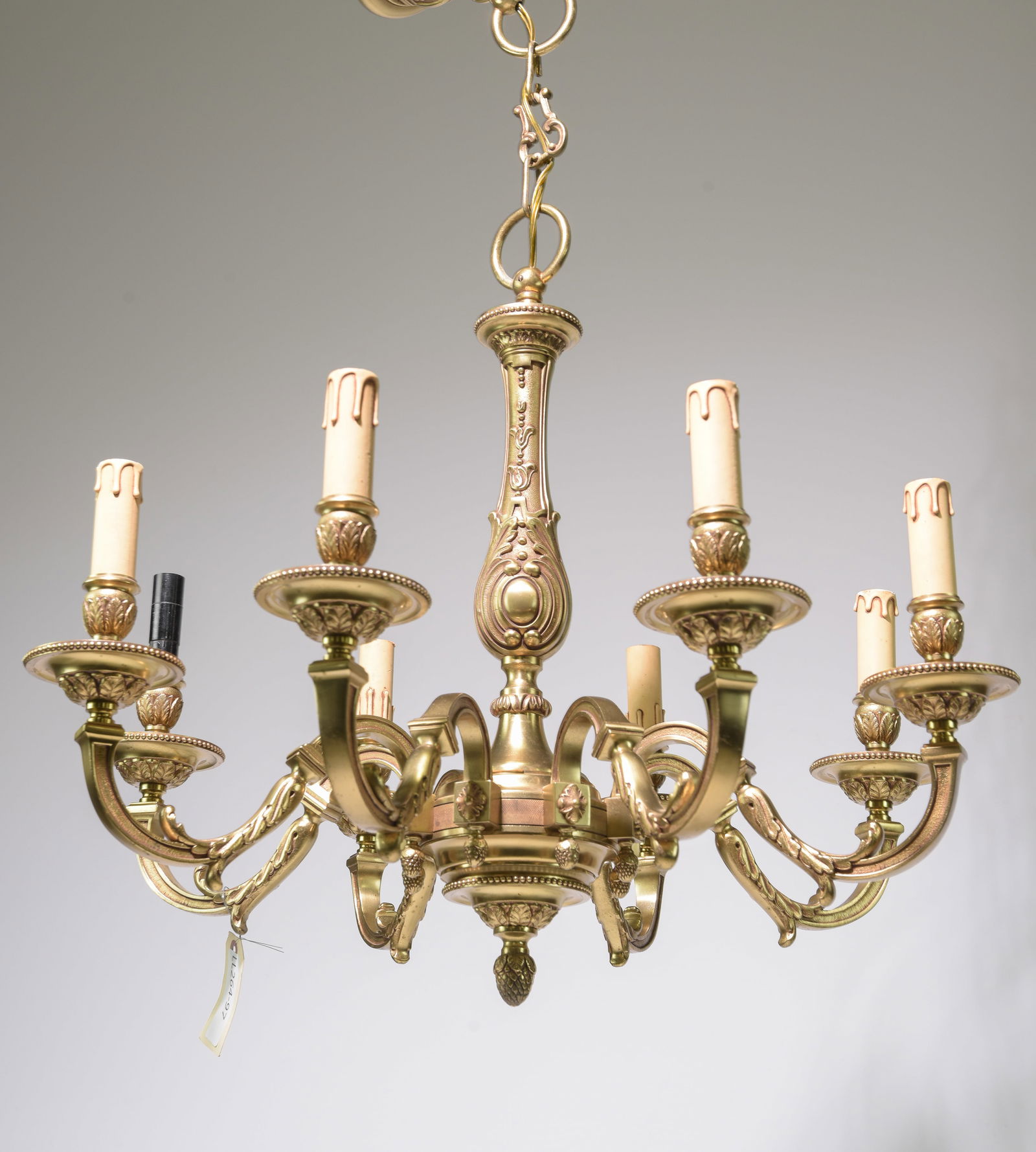 French Heavy Brass 8 Light Chandelier (1 of 4)