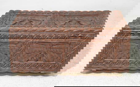 Finely Carved Oak Butterfly Motif Trunk