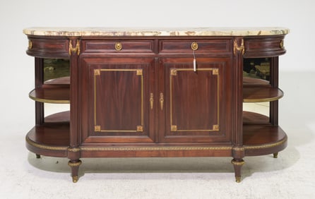 Louis XVI Style Marble Top Curved Sideboard