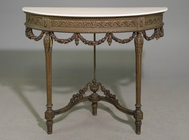 Louis XVI Style Painted Wood Top Console Table #2
