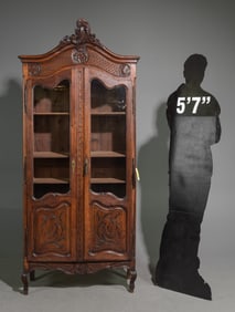 Louis XV Style Oak Double Door Bookcase