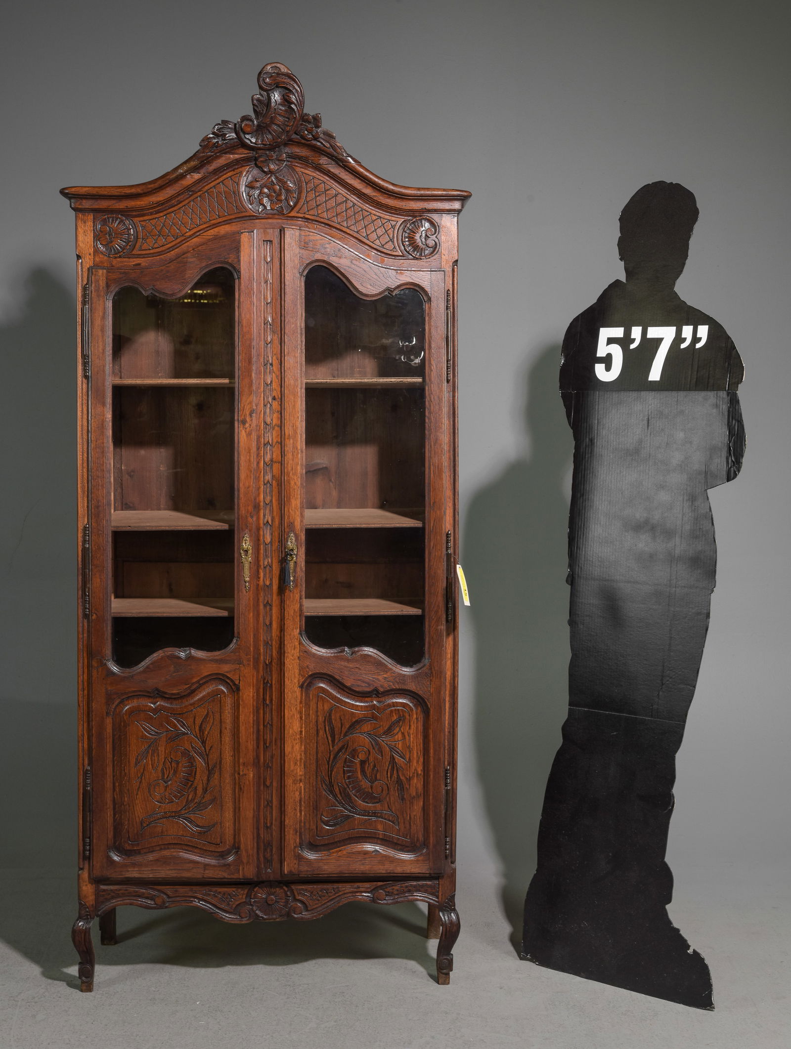 Louis XV Style Oak Double Door Bookcase (1 of 9)