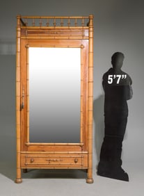 French Faux Bamboo Single Mirror Door Robe