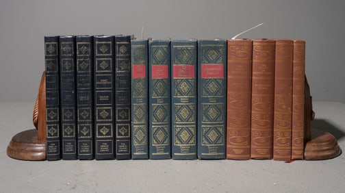 13 Assorted English Books & A Pair of Bookends