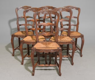 Set of 6 Country French Rush Seat Chairs