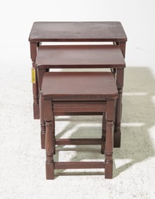 Oak Nest of 3 Tables with Turned Legs #3