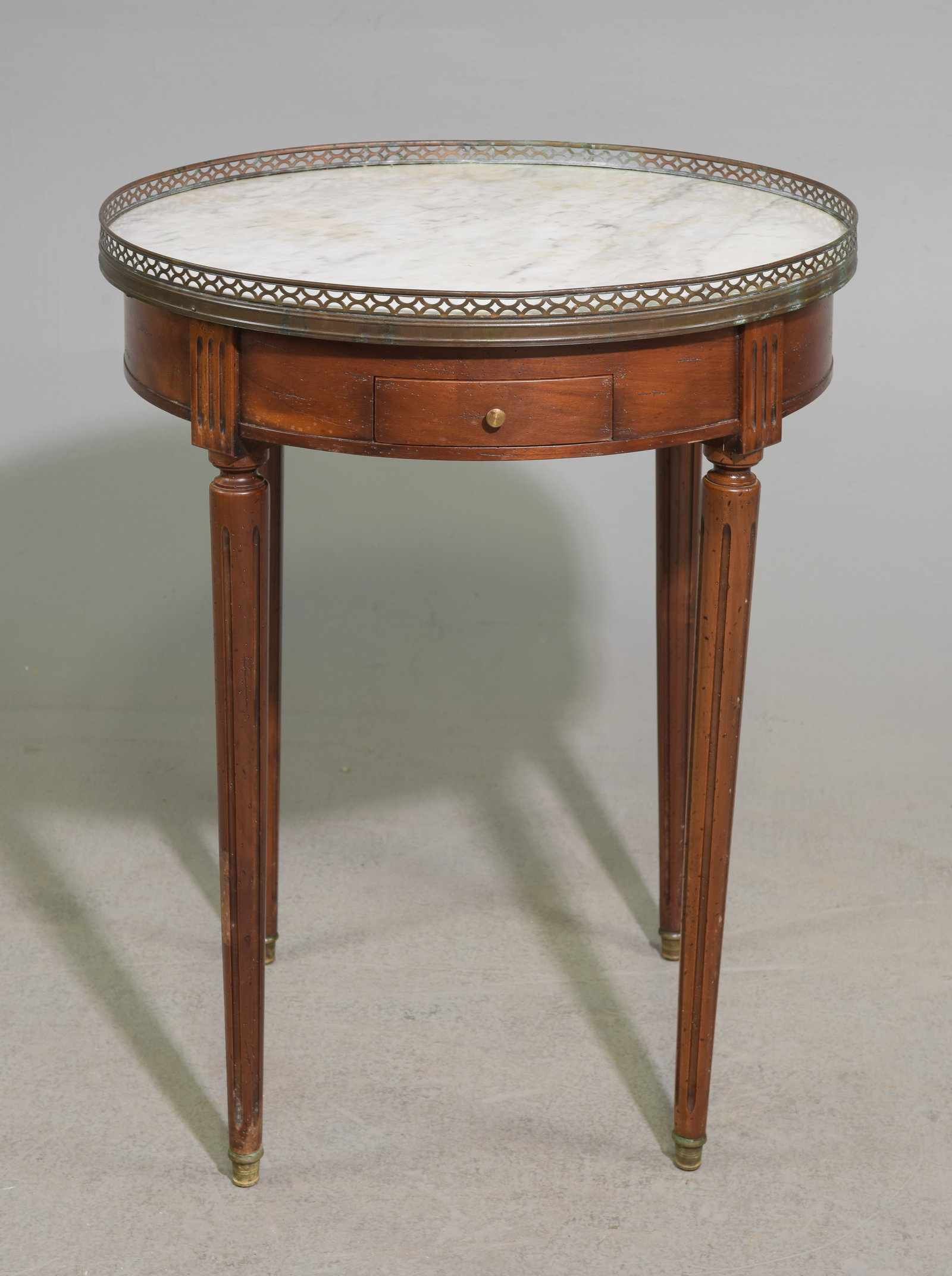 Louis XVI Style White Marble Top Table with Gallery (1 of 4)