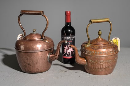 2 French Polished Copper Pots