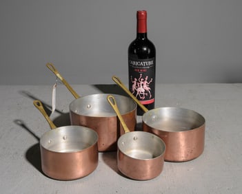 Set of 4 French Copper Sauce Pans