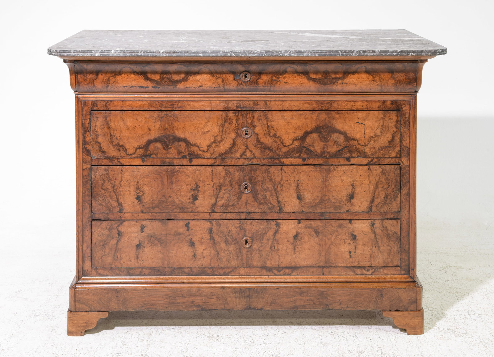 Louis Philippe Style Marble Top Walnut Chest / Commode (1 of 6)