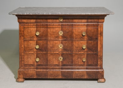 Louis Philippe Style Marble Top 4 Drawer Chest