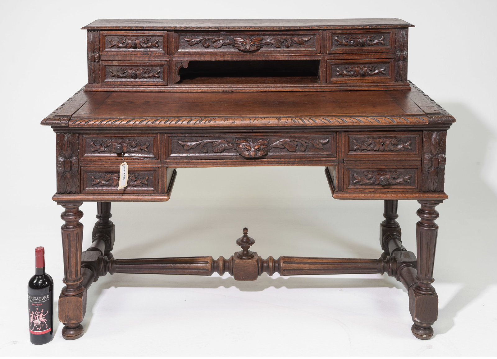 Henri II Style Carved Oak Desk with Pull Out c.1900 (1 of 8)