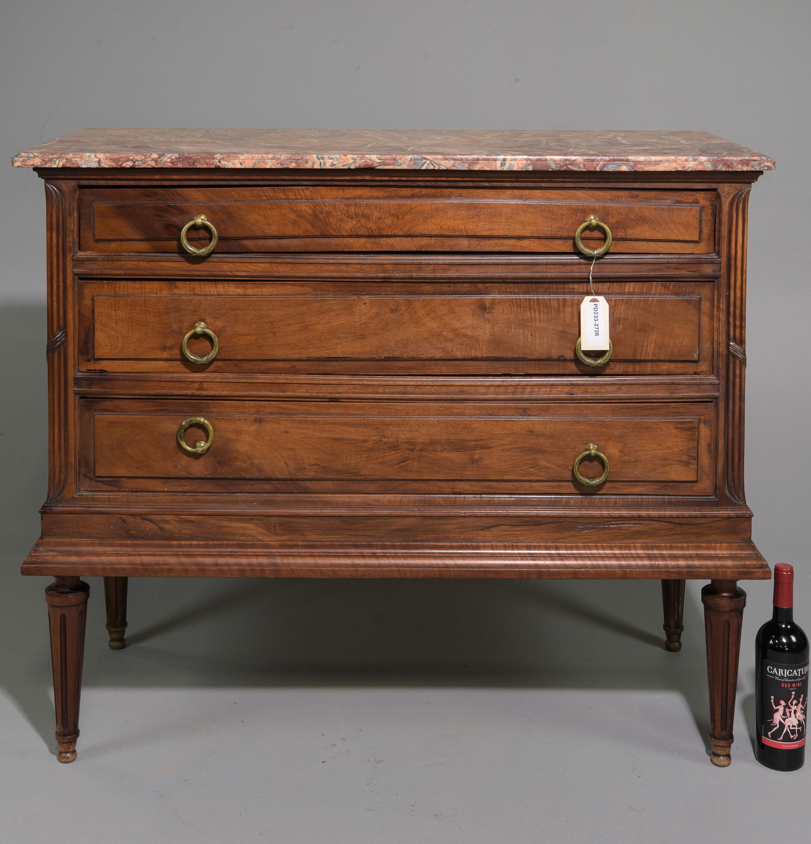 Louis XVI Style Marble Top Three Drawer Chest c.1920's (1 of 5)