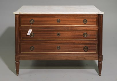 Louis XVI Style White Marble Top Chest #2