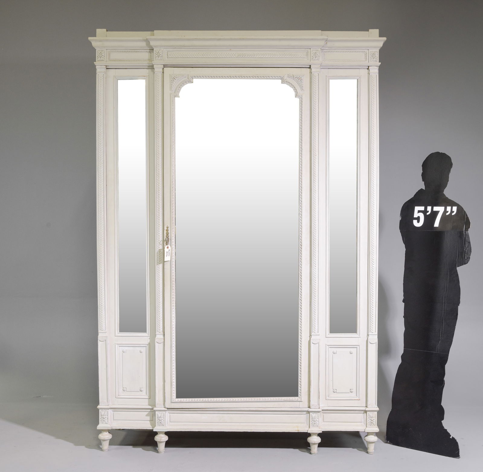 Louis XVI Style Painted Mirror Door Armoire (1 of 8)