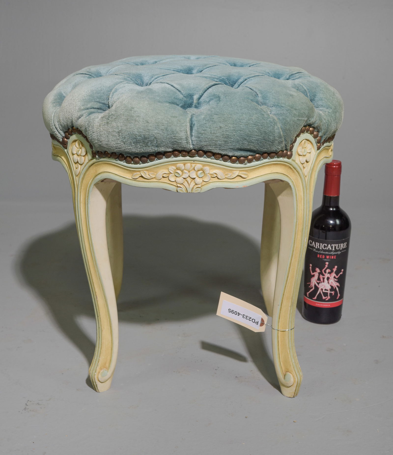 Louis XV Style Button Tufted Vanity Stool (1 of 3)