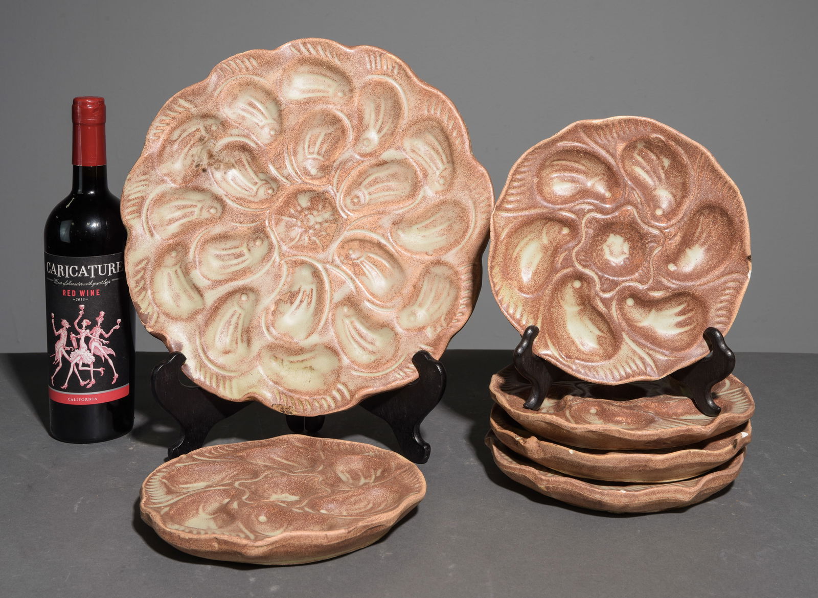 6pc French Earthenware Oyster Set - Platter & 5 Plates (1 of 4)