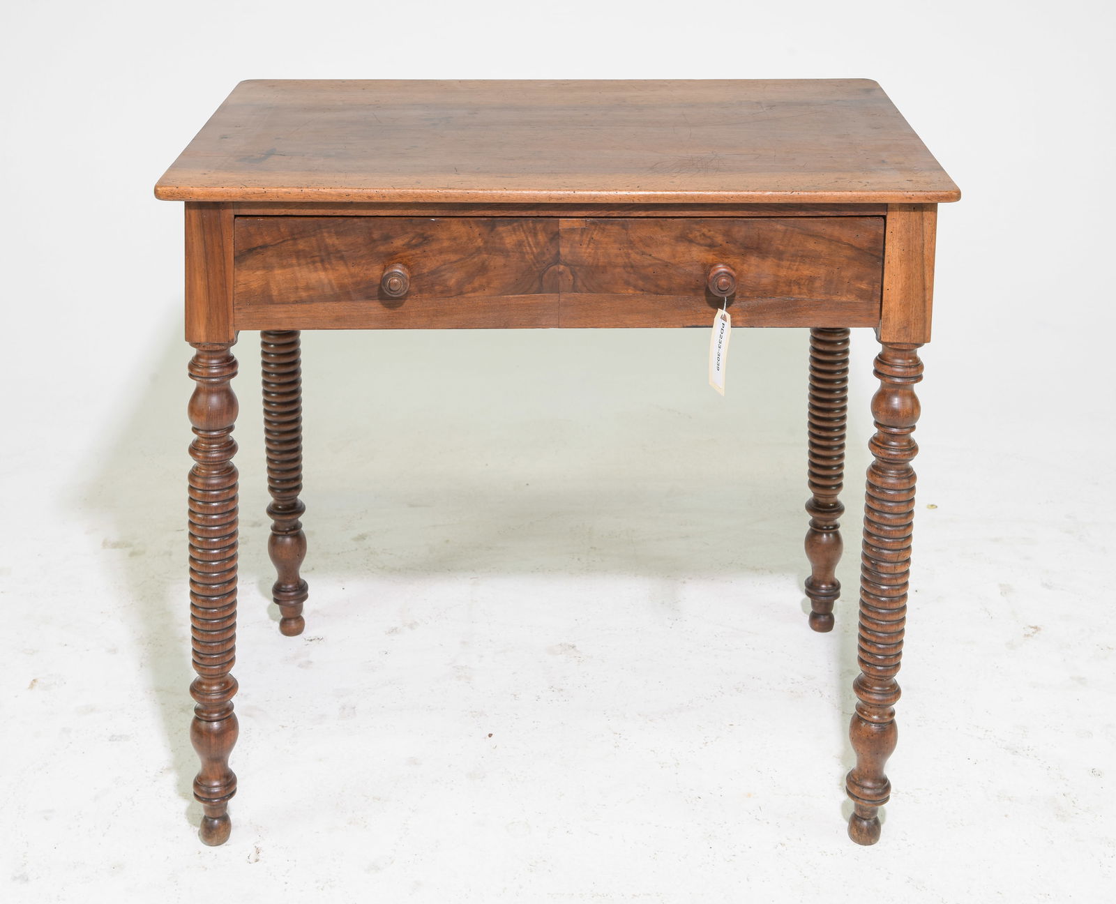 French Walnut Turned Leg Single Drawer Table (1 of 6)
