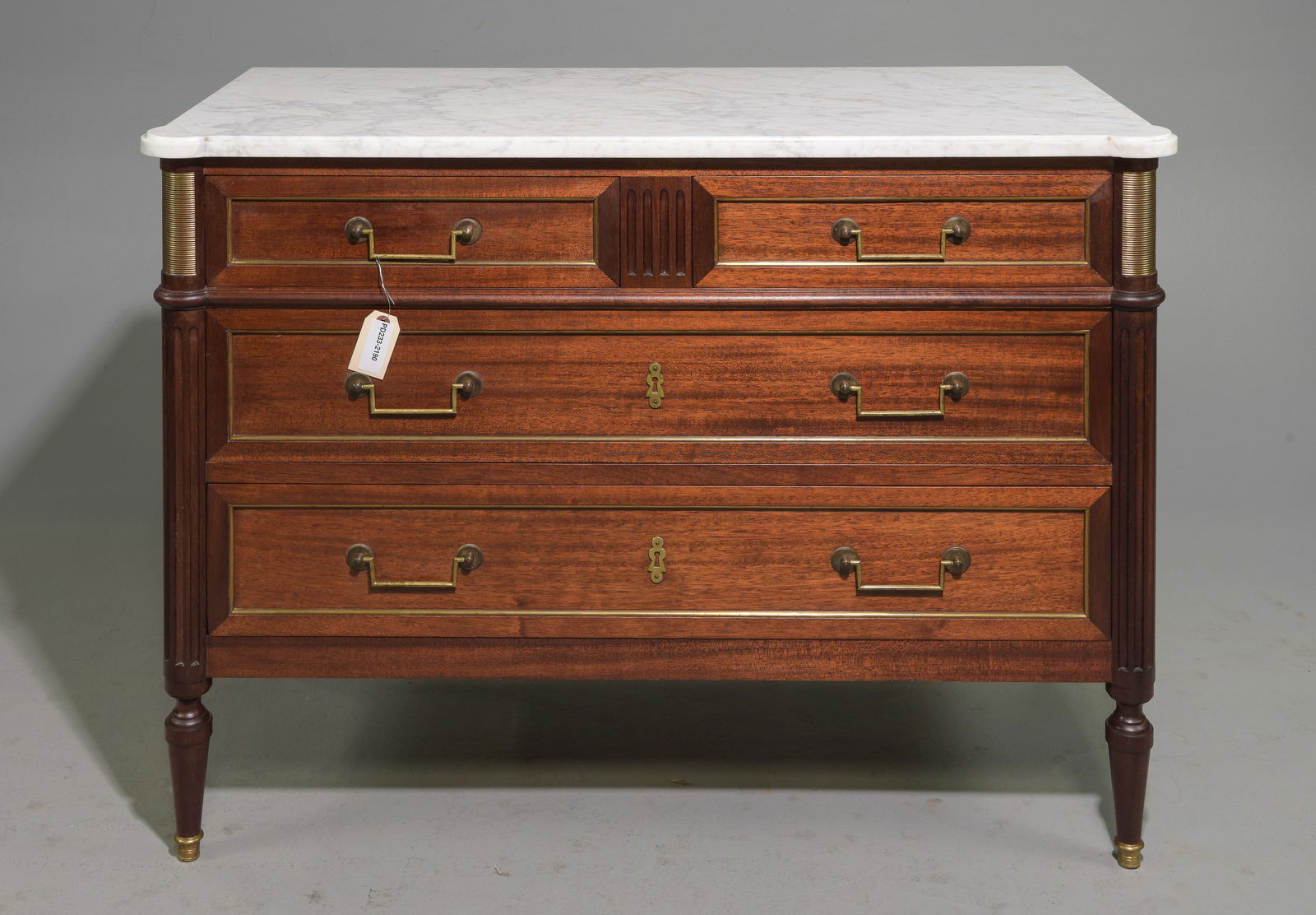 Louis XVI Style White Marble Top Four Drawer Chest (1 of 5)
