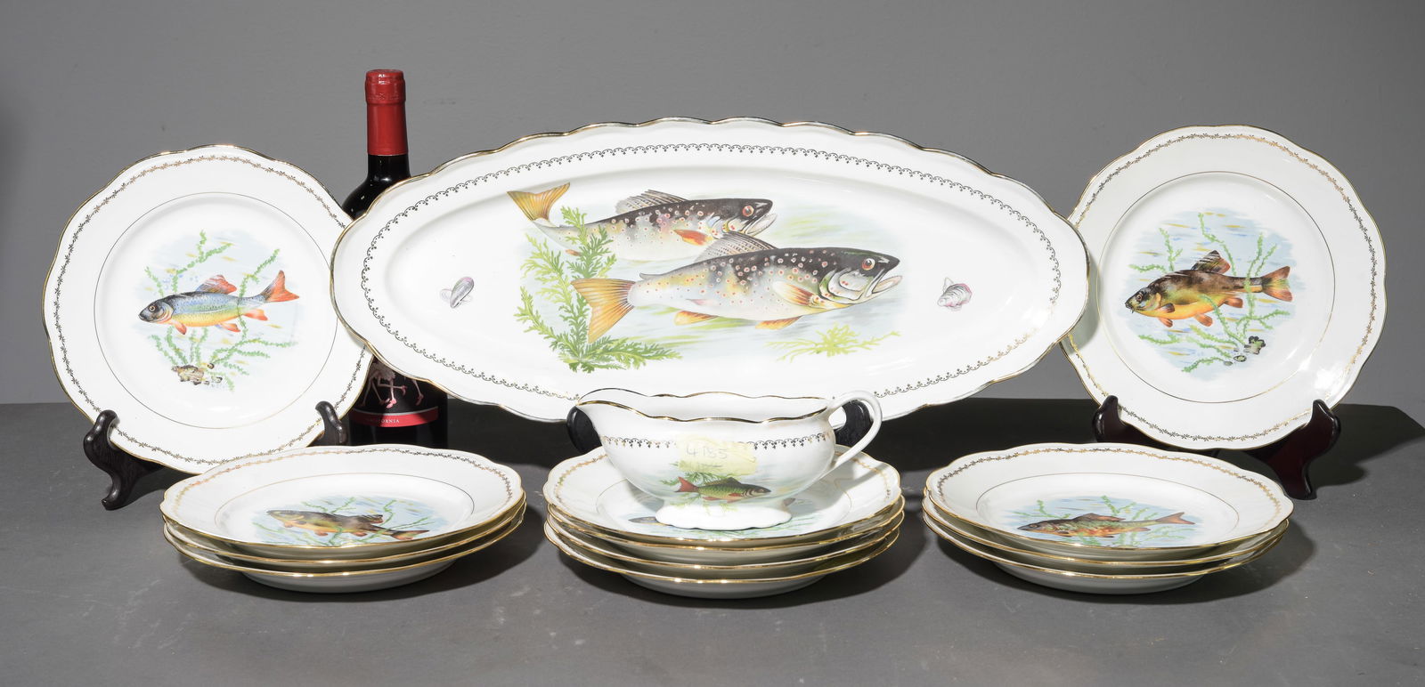 14pc French Fish Plate Set - Platter, Plates, Etc. #1 (1 of 6)