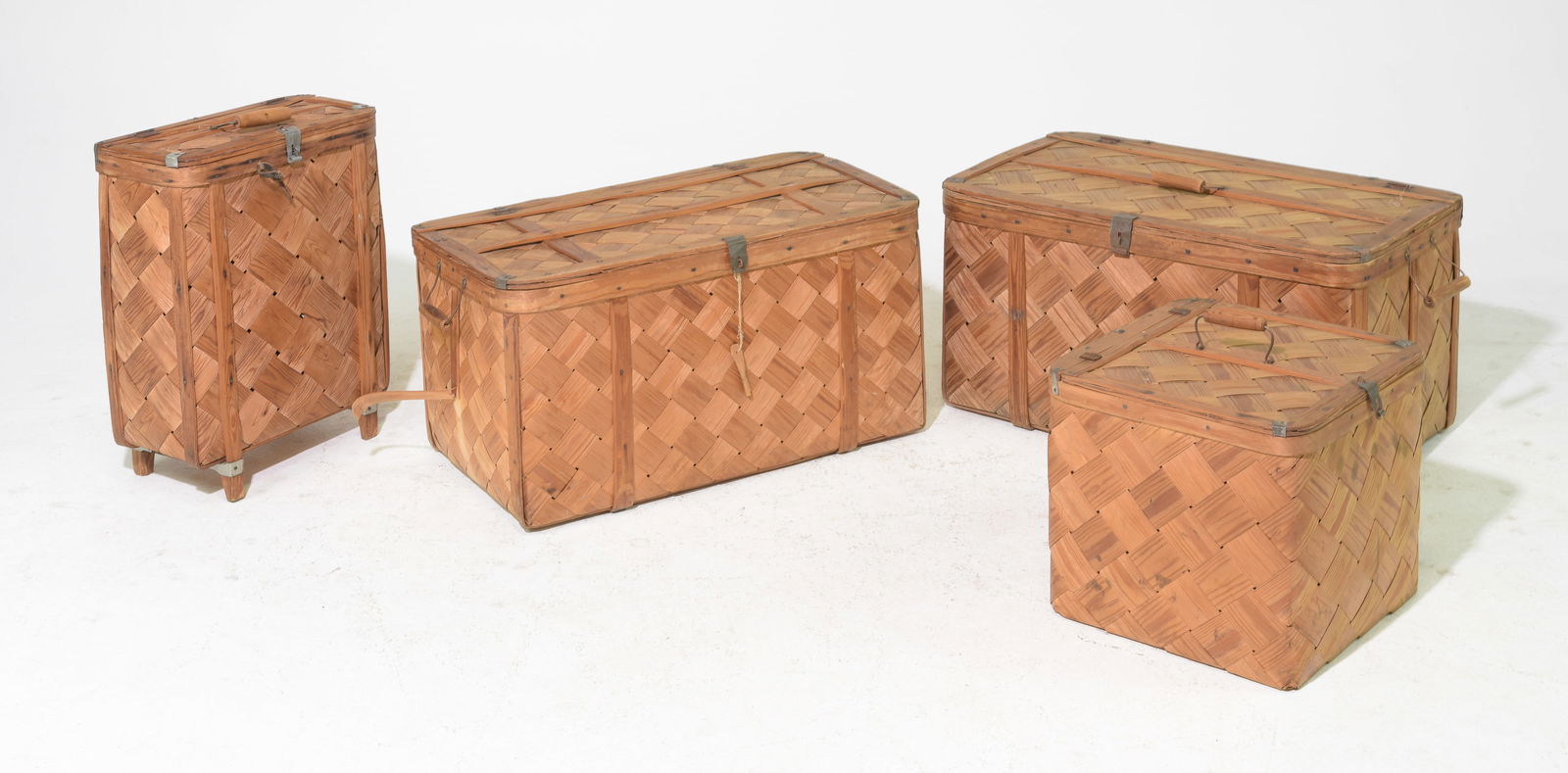 Four Assorted Swedish Woven Baskets / Carriers (1 of 7)