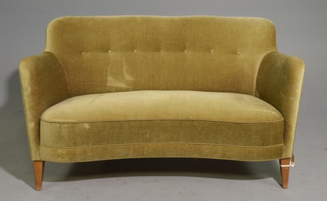 Danish Green Upholstered Sofa / Loveseat