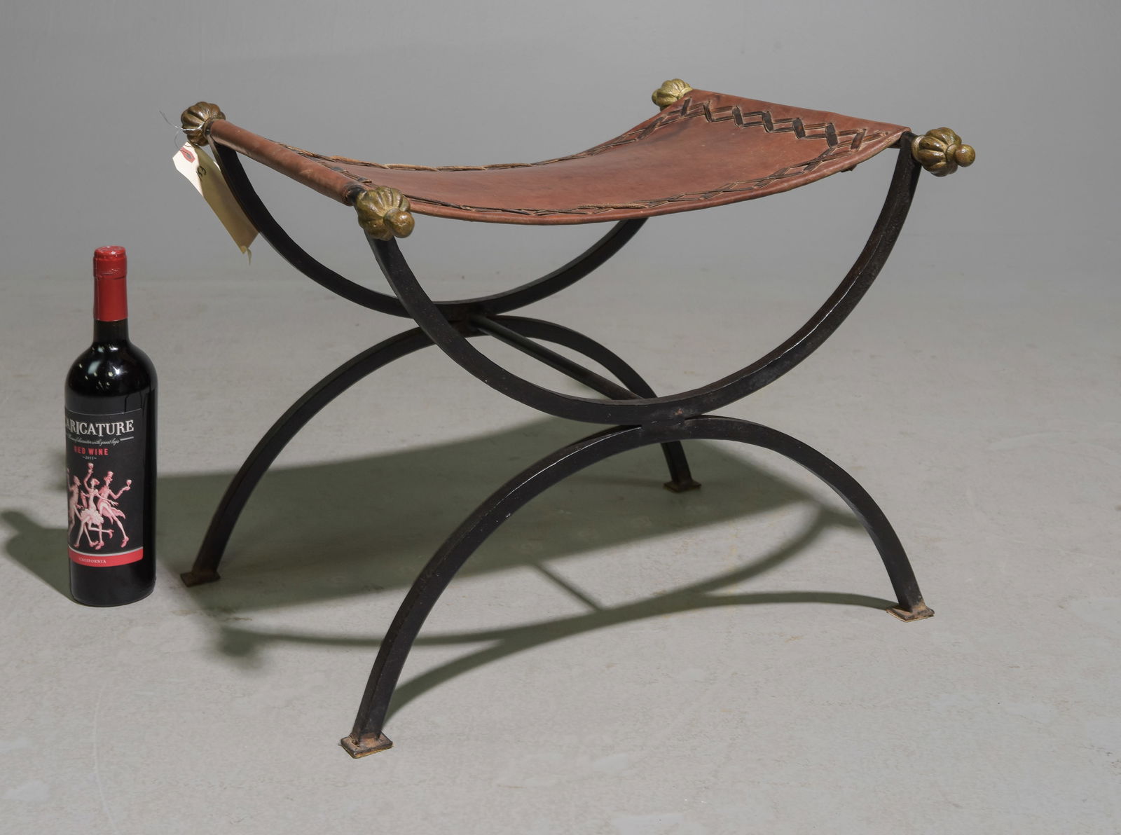 Spanish Style Leather & Iron Bench / Stool (1 of 3)