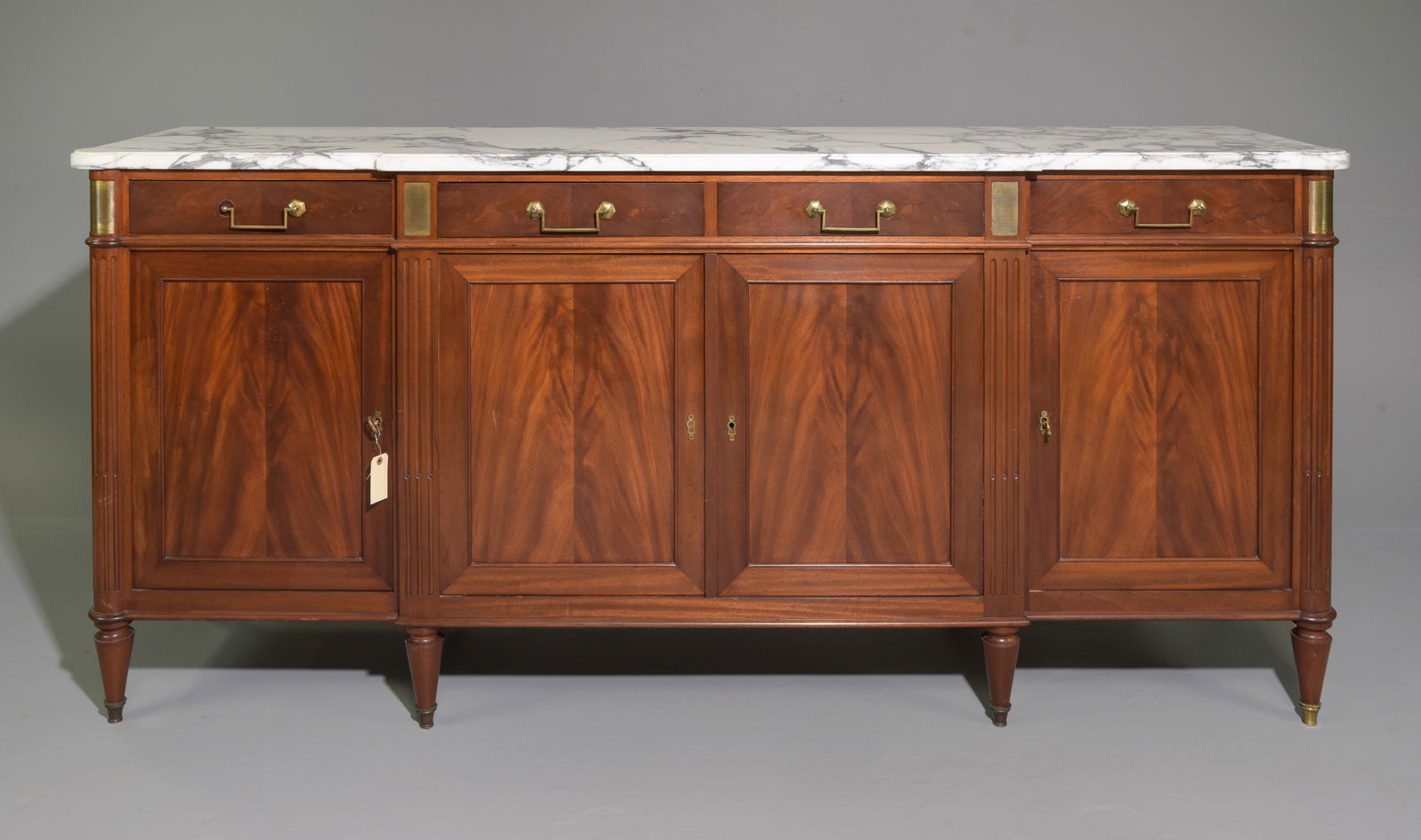 Louis XVI Style White Marble Top Sideboard c.1930's
