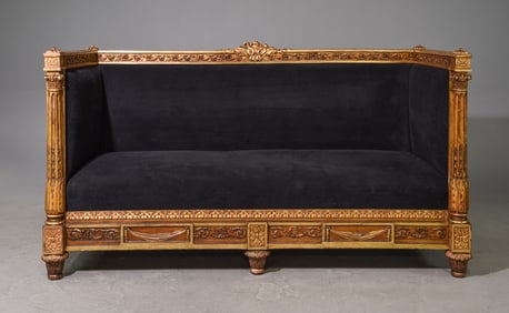 Louis XVI Style Gilded Oak Sofa c.1870's-1890's