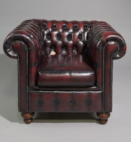 British Oxblood Red Leather Club Chair #1