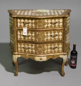 Florentine Gold & White Three Drawer Chest