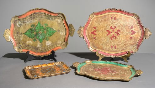 Four Assorted Florentine Trays / Platters