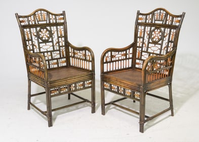 2 Bamboo Bentwood & Ratan Arm Chairs #3