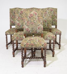 Louis XIII Style Set of 6 French Twist Dining Chairs