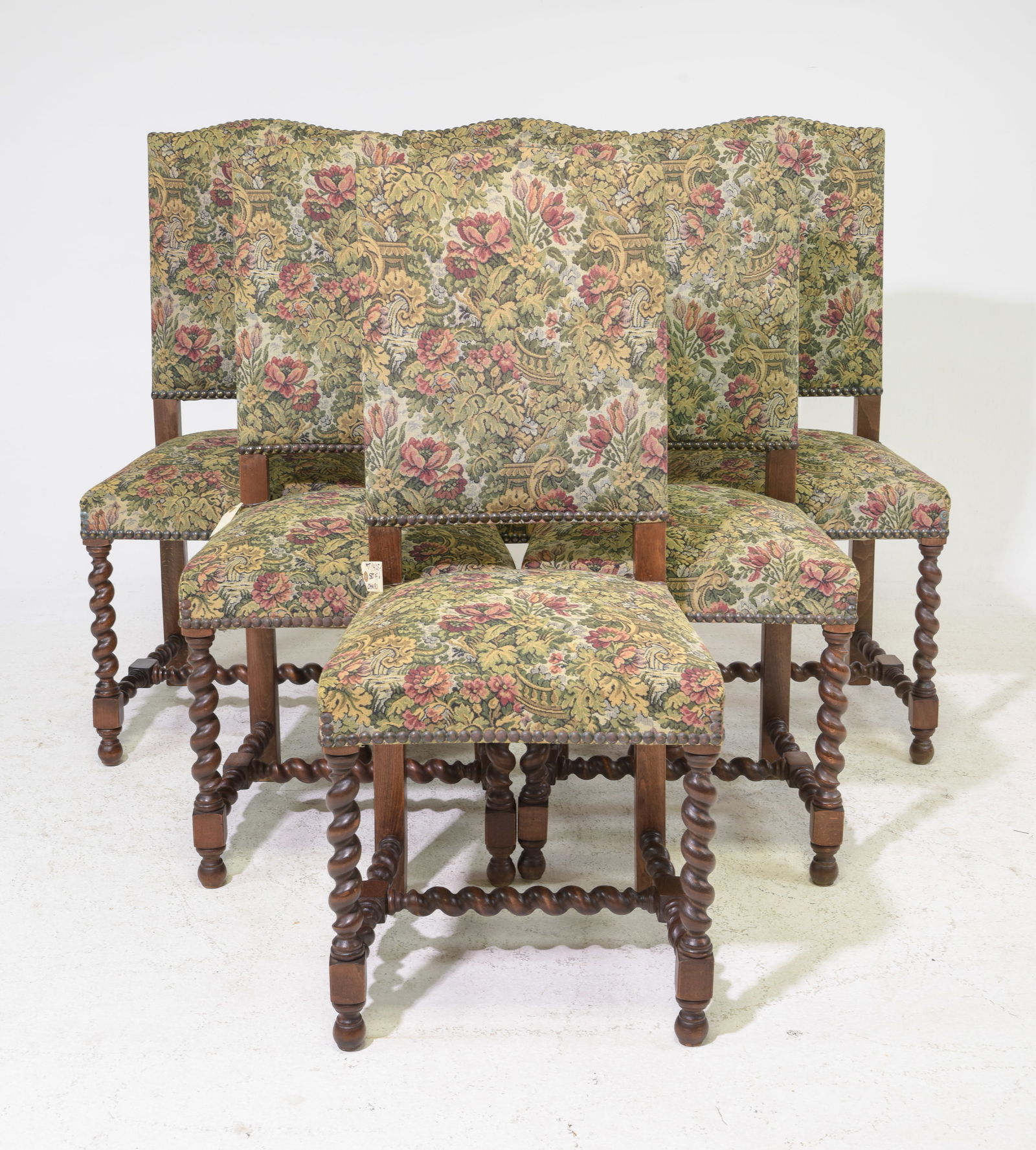 Louis XIII Style Set of 6 French Twist Dining Chairs (1 of 5)
