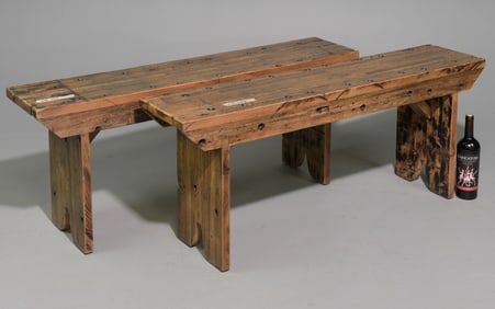 Two Rustic Farmhouse Benches #1