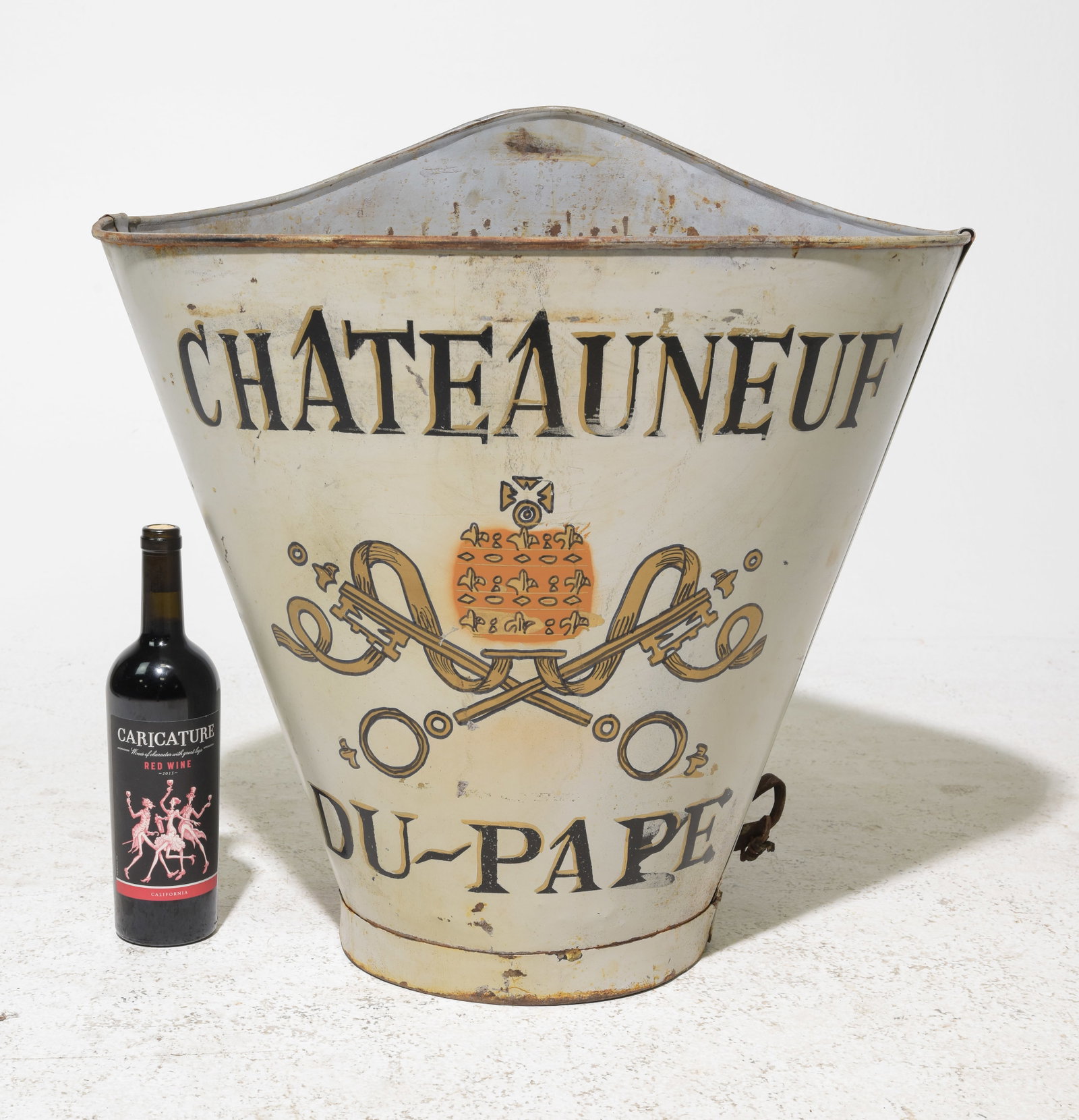 Painted Chateau Neuf Du Pape Grape Hod: Painted Chateau Neuf Du Pape Grape Hod - 24 in tall x 24 x 16.5