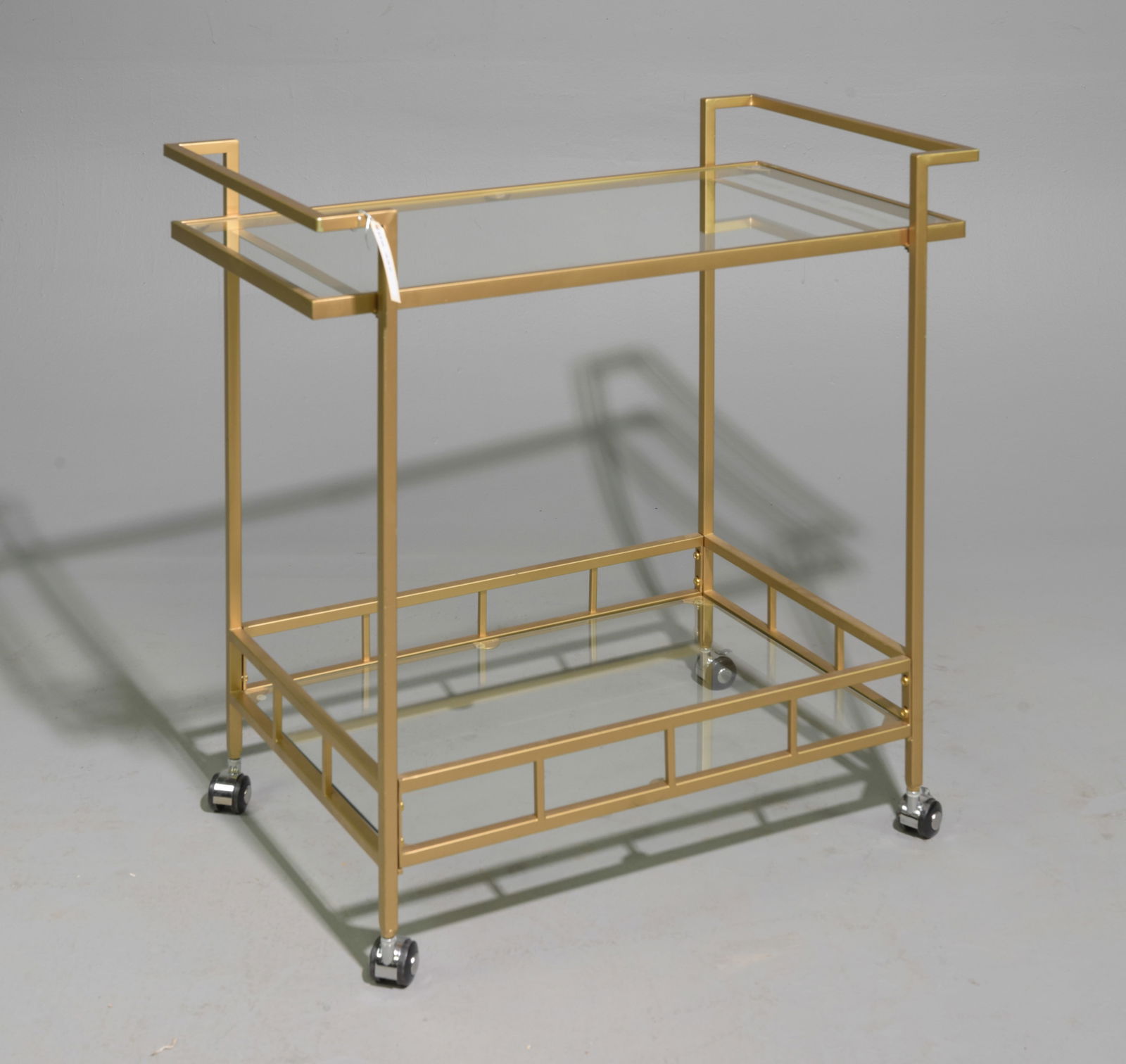 Gold Finished Metal & Glass 2 Tier Trolley / Bar Cart (1 of 4)