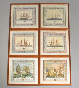 6 Framed War Ship Lithographs