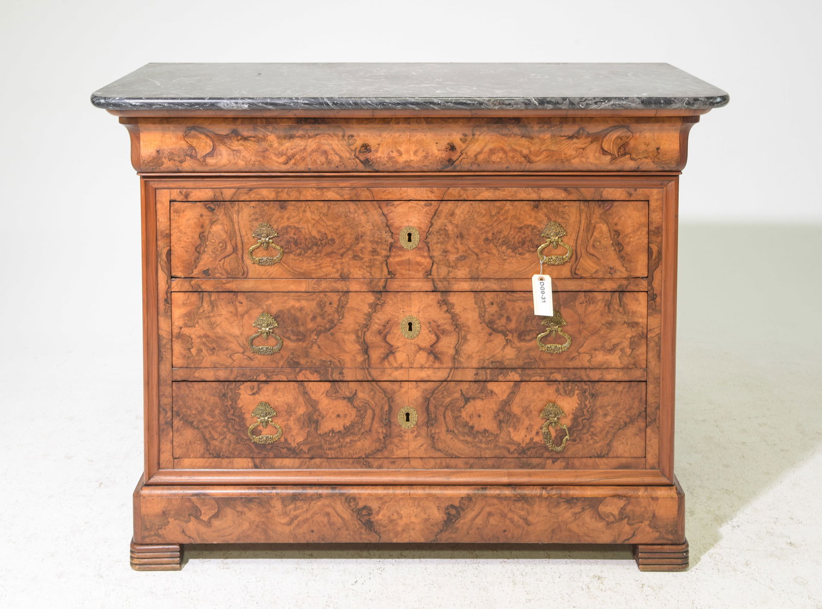 Louis Philippe Style Figured Walnut Marble Top Chest (1 of 7)