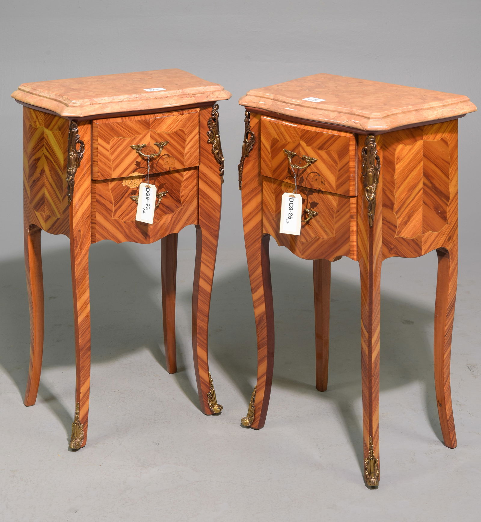Louis XV Style Pair of Marble Top Occasional Chests (1 of 4)