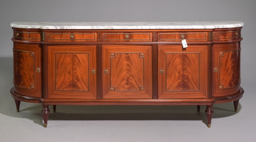 Louis XVI Style White Marble Top Curved Sideboard