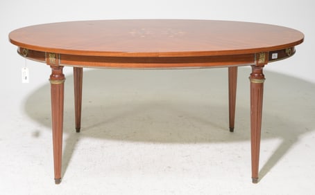 Louis XVI Style Floral Inlaid Oval Dining Table