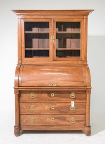 French Empire Style Walnut Secretary Bookcase
