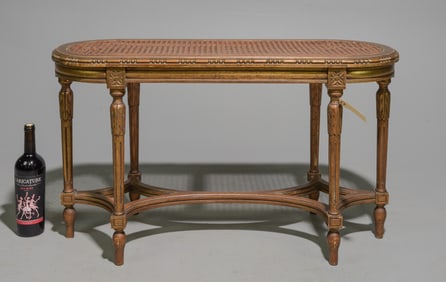 Louis XVI Style Gilded Cane Top Bench