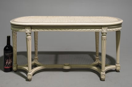 Louis XVI Style Painted Cane Top Bench