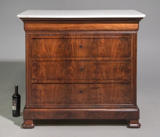 Louis Philippe Style White Marble Top Chest