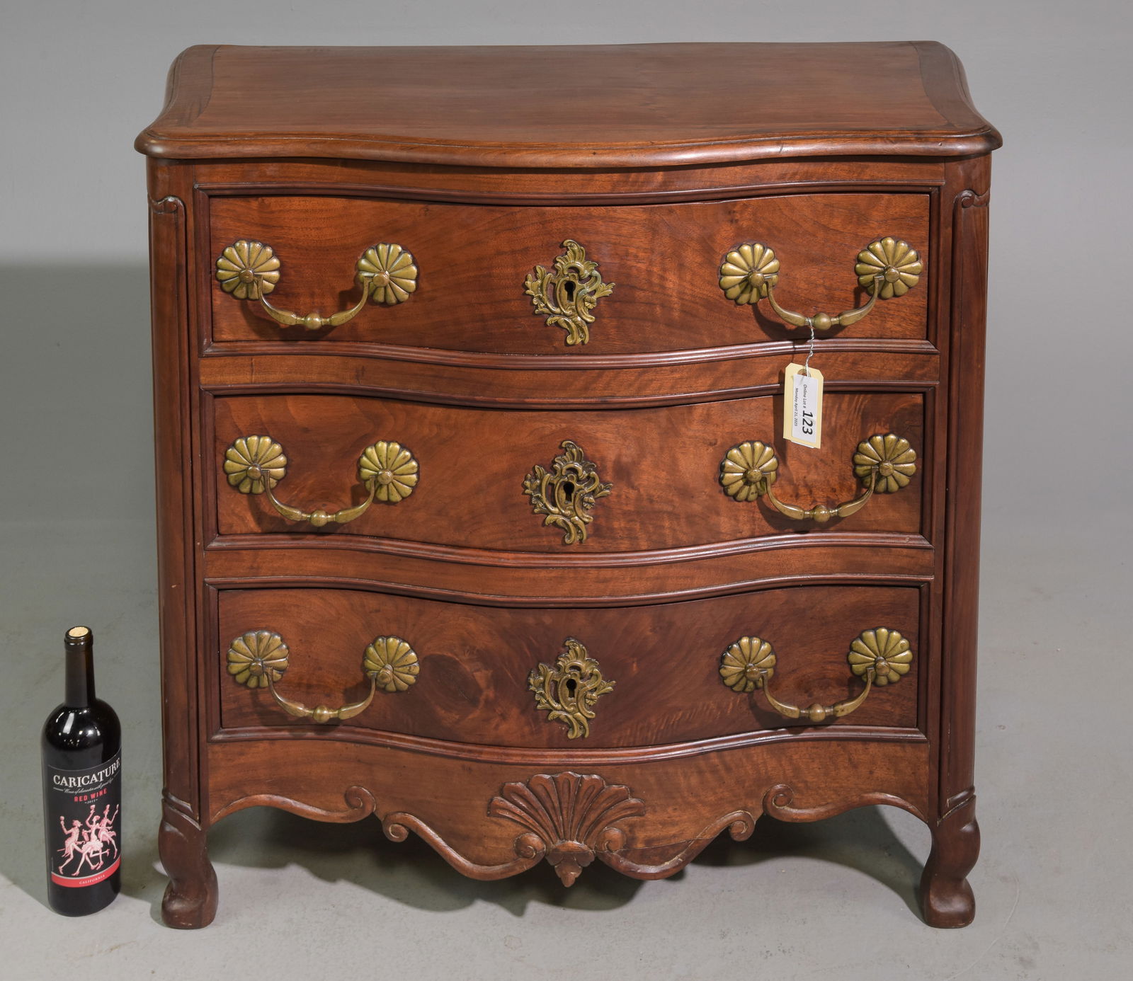 Louis XV Style Walnut Three Drawer Chest (1 of 5)