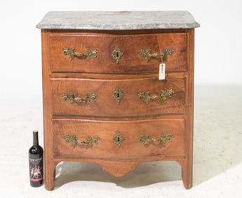 French Three Drawer Grey Marble Top Chest